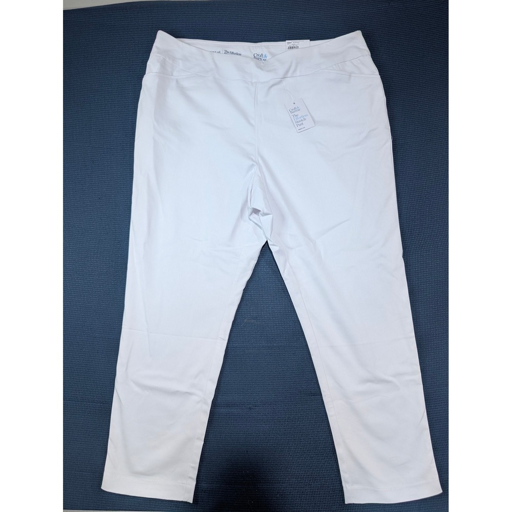 Croft & Barrow Effortless Stretch Pants White Straight Leg Mid Rise 20W Regular